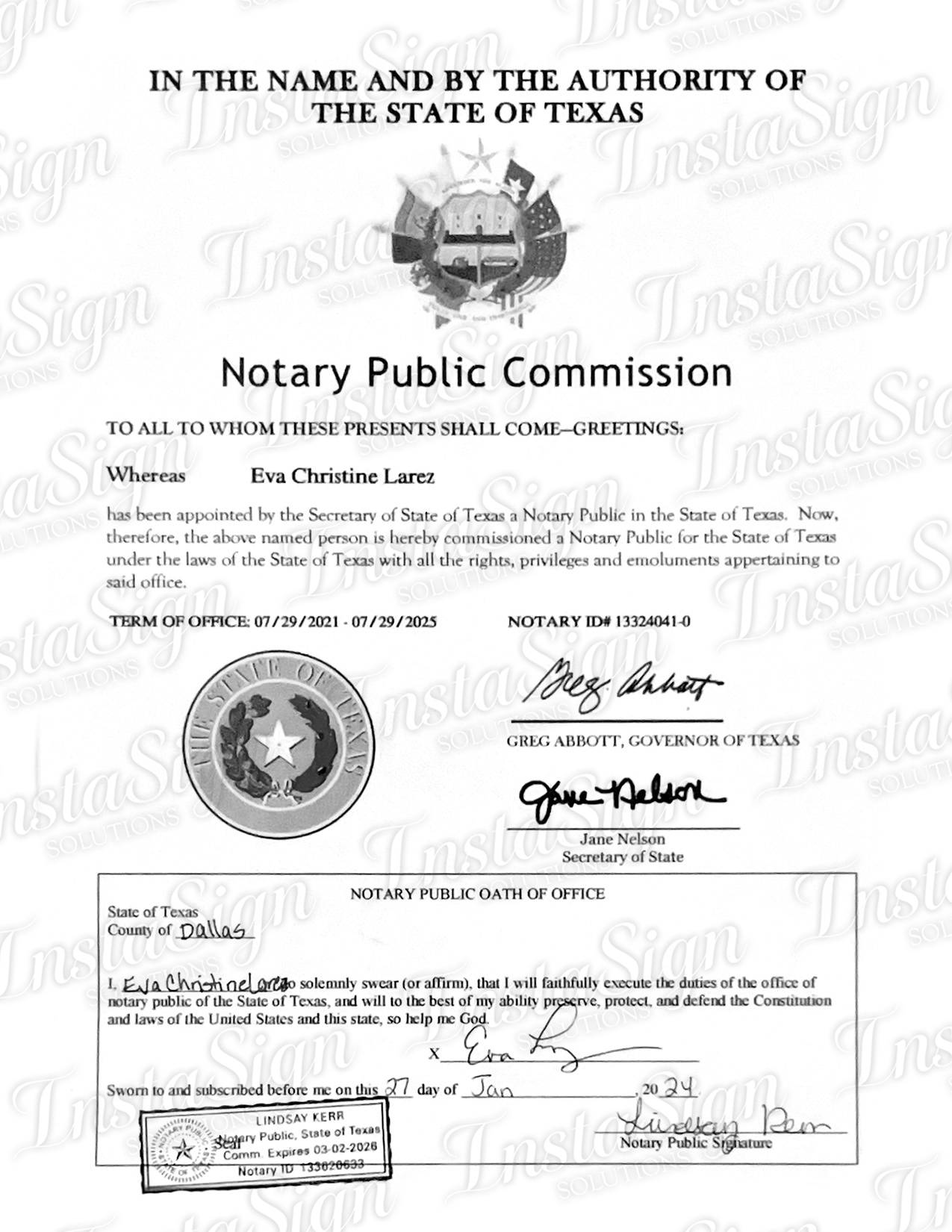 watermarked notary public cert